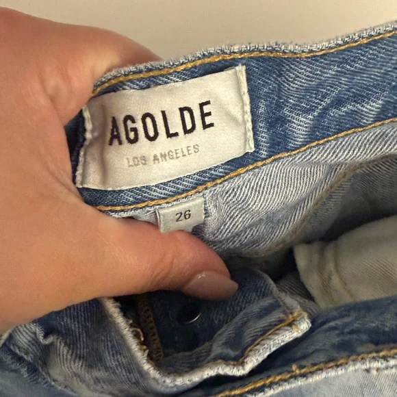 Agolde Dee High Rise Light Blue Distressed Jean Shorts Size 26 - Picture 6 of 7